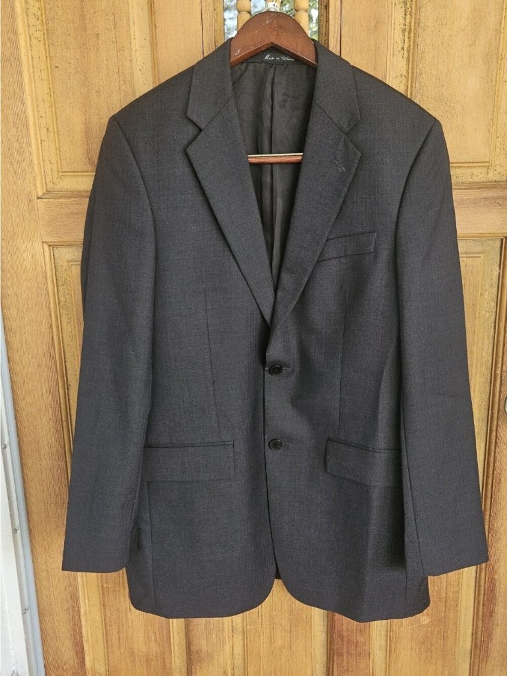 Adolfo Mens Size 38 L Charcoal Gray Wool Blazer Sports Coat Workwear Office